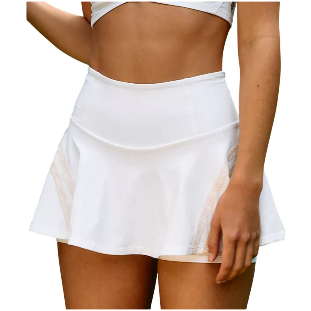 Free People FP Movement Pleats and Thank You Skort white L large skirt tennis